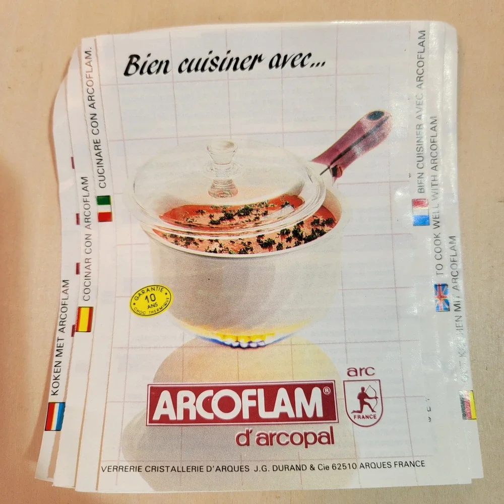 Arcopal ARCOFLAM White Ceramic Casserole Dish Glass Lid Detachable Handle‎